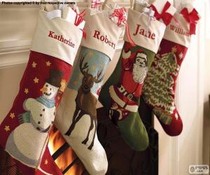 пазл Рождественские носки с украшением